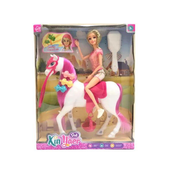 Muñeca con caballo blanco